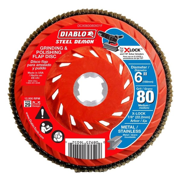 Diablo Flap Disc, 80-Grit for X-Lock and All G DCX060080X01F