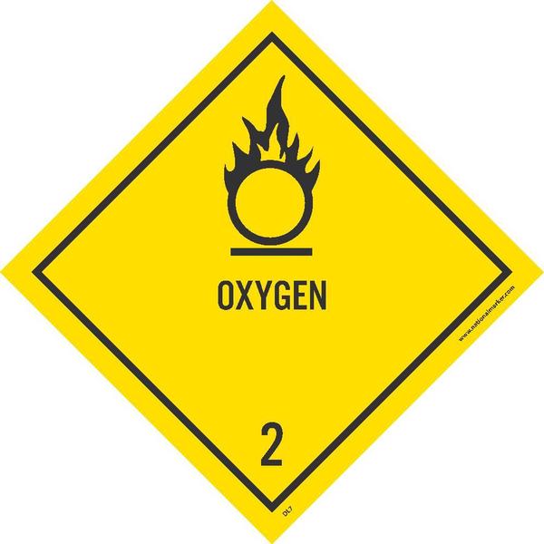 Nmc Oxygen 2 Dot Placard Label, Material: Pressure Sensitive Paper DL7AL