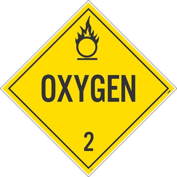 Nmc Oxygen 2 Dot Placard Sign, Material: Adhesive Backed Vinyl DL7P