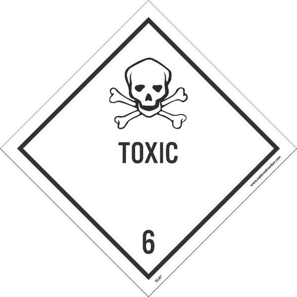 Nmc Toxic 6 Dot Placard Label, Material: Pressure Sensitive Paper DL87AL