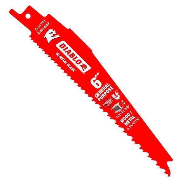 Diablo Bi-Metal Recip Blade for Nail-Embe, PK15, 15 PK DS0614BGP15