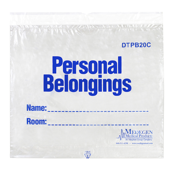 Medegen Medical Products Patient Blngng Bag, 20x18x3", Clr/Bl, PK250 DTPB20C