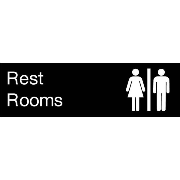 Nmc Rest Rooms Engraved Sign, EN19BK EN19BK