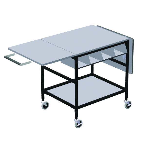 Irsg Mobile Work Table w/ Drop Leaves, 4 Comp Org Bin, Hang Bar & Btm Shlf ERGO-32-K6