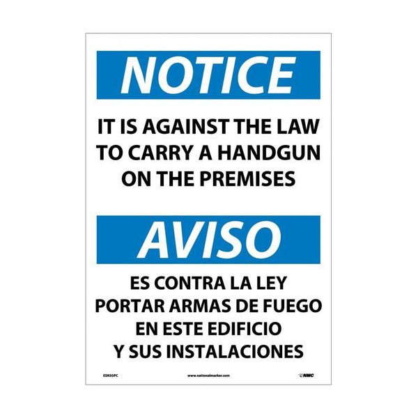 Nmc Notice Firearms Prohibited Sign - Bilingual, ESN35PC ESN35PC