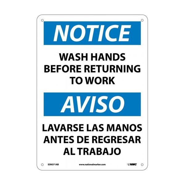 Nmc Notice Wash Hands Sign - Bilingual, ESN371AB ESN371AB