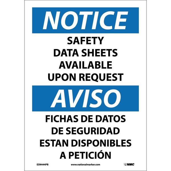 Nmc Notice Safety Data Sheets Available Sign - Bilingual ESN444PB