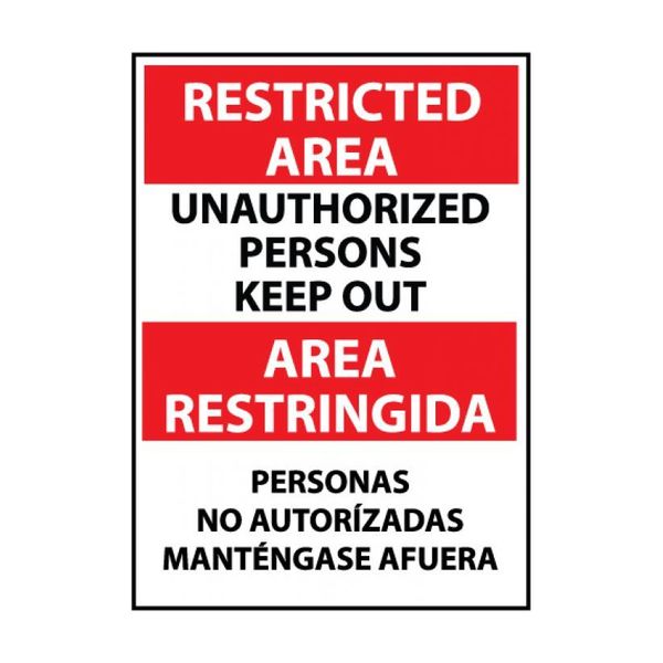 Nmc Restricted Area Keep Out Sign - Bilingual, ESRA29AB ESRA29AB