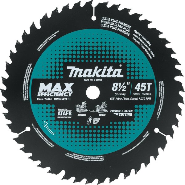 Makita Max Efficiency Carbide Tipped, 8-1/2" 45T E-06965