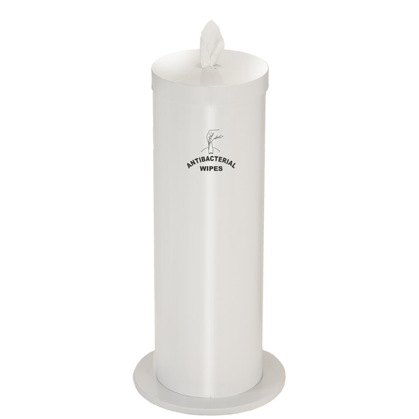 Glaro Gym Wipe Dispenser/Storage, Logo, White F1027-S-WH