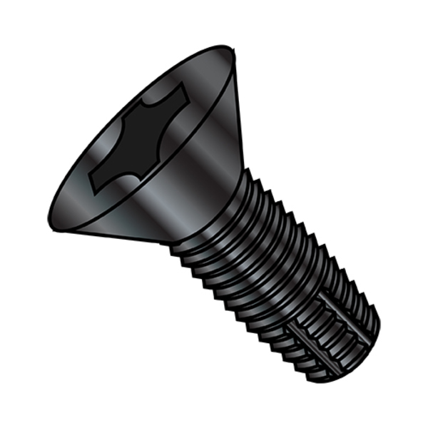 Zoro Select Thread Cutting Screw, #6-32 x 5/8 in, Black Oxide Steel Flat Head Phillips Drive, 10000 PK 0610FPFB