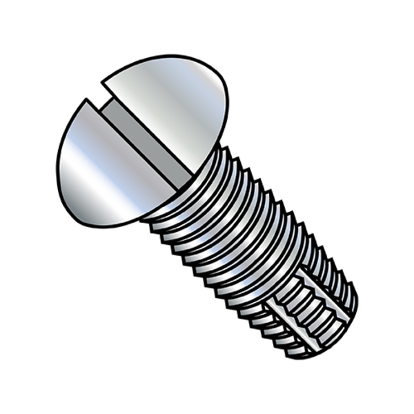 Zoro Select Thread Cutting Screw, #8-32 x 1/2 in, Zinc Plated Steel Round Head Slotted Drive, 1000 PK 0808FSR