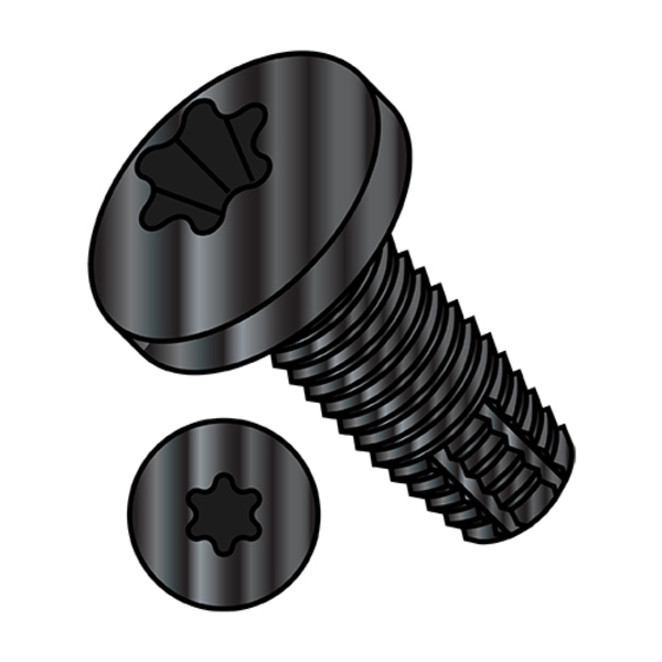 Zoro Select Thread Cutting Screw, 1/4"-20 x 1/2 in, Black Phosphate Steel Pan Head Torx Drive, 4000 PK 1408FTPB