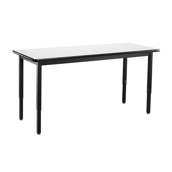 National Public Seating Rectangle Utility Table, Height Adjustable, 24" x 6, 24 X 60 X 22-37, Whiteboard - 1.25" Top, White HDT3-2460W