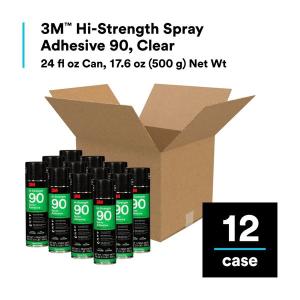 3M Hi-Strength 90 Spray Adhesive Inverted Clear 17.6 oz Aerosol