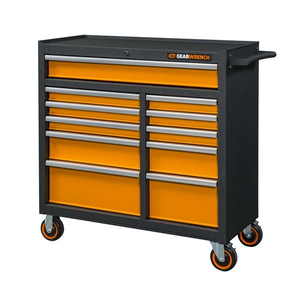 Gearwrench Tool Cabinet, 11 Drawer, Black/Orange, 41 in W 83245