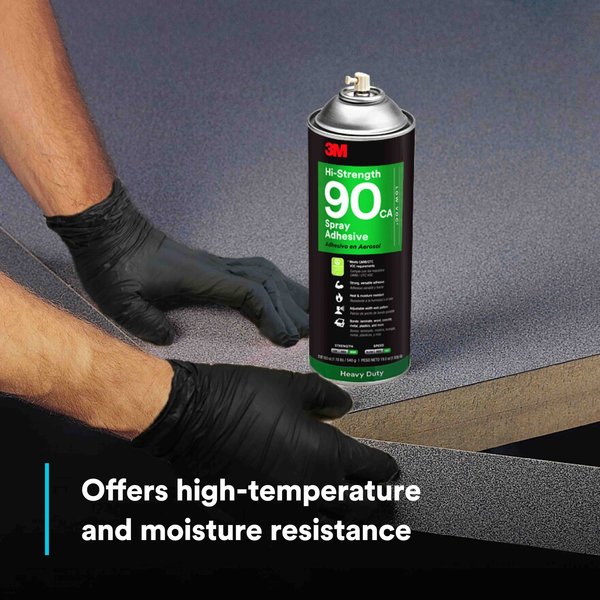3M Spray Adhesive, Hi-Strength 90CA Series, Clear, 19 oz, Aerosol Can 90CA
