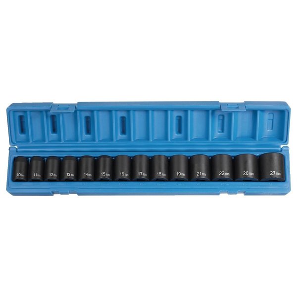 Grey Pneumatic 1/2" Drive Socket Set, Metric, 14 pcs 1412M