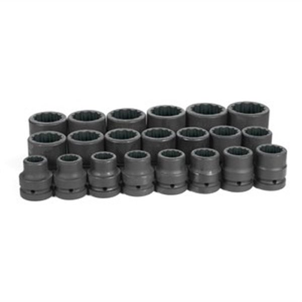 Grey Pneumatic 1" Drive Standard Length Impact Set, 21 pcs 9121