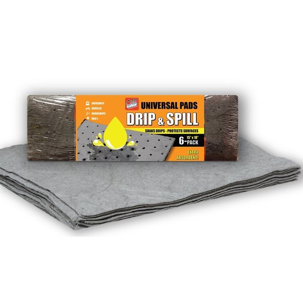 Oil Eater Drip and Spill Absorbent Pads, PK6 AOA-BPL006-GREY