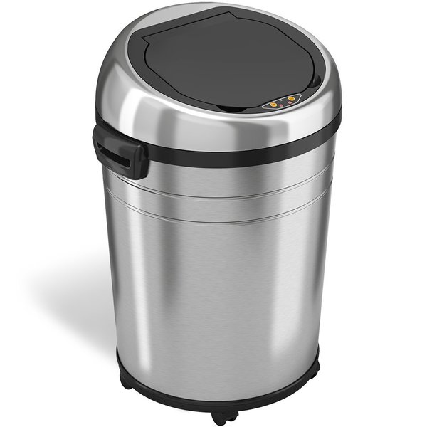 Hls Commercial 18 gal Round Trash Can, Silver, Stainless Steel HLS18RC