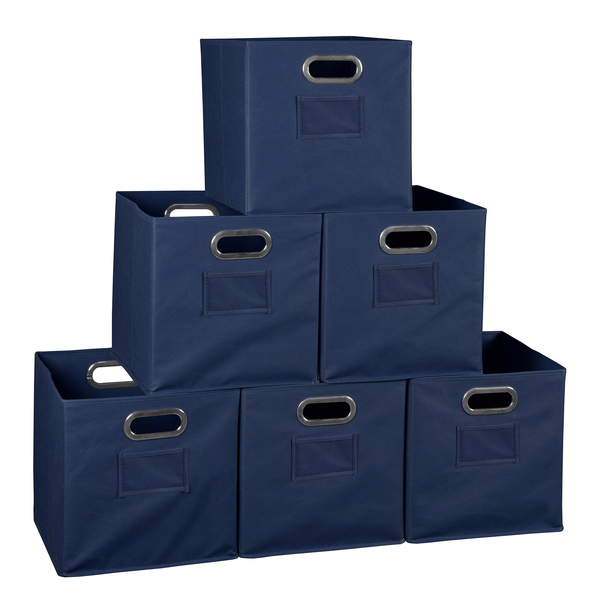 Regency Folding Storage Bin, Blue, Fabric, 12 in L, 12 in W, 12 in H, 6 PK HTOTE6PKBE