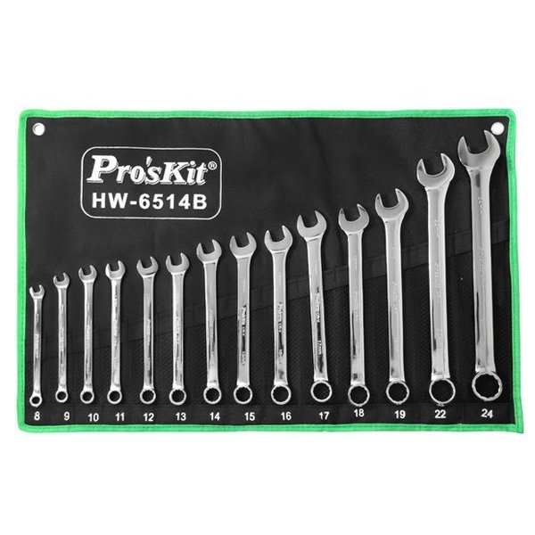 Proskit Combination Wrench Set, Metric 14pc HW-6514B