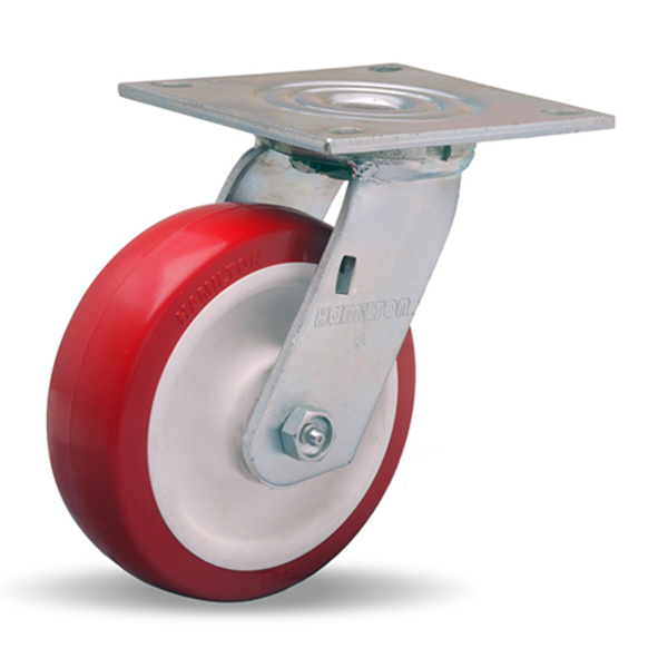 Hamilton Medium Service Swivel Caster, 6" x 2" Poly-Tech Polyurethane (95A) on Polypropylene Wheel S-MS-6NF