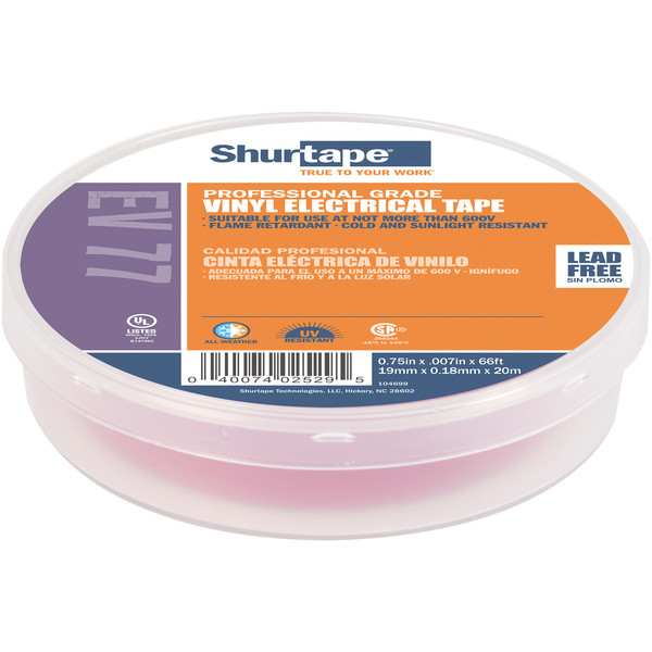 Shurtape Electrical Tape, Purple, 3/4"X66Ft EV 077C