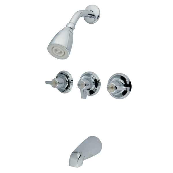 Kingston Brass Tub and Shower Faucet, Polished Chrome, Wall Mount KB130