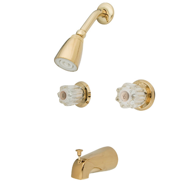 Kingston Brass Tub and Shower Faucet, Polished Brass, Wall Mount KB142