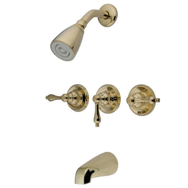 Kingston Brass Tub and Shower Faucet, Polished Brass, Wall Mount KB232AL