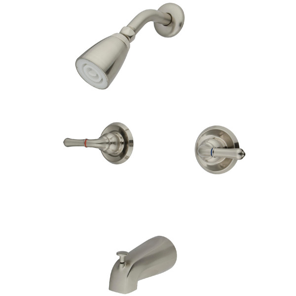 Kingston Brass Tub and Shower Faucet, Brushed Nickel, Wall Mount KB248