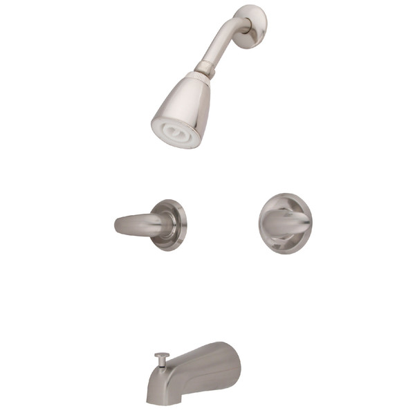 Kingston Brass Tub and Shower Faucet, Brushed Nickel, Wall Mount KB248LL