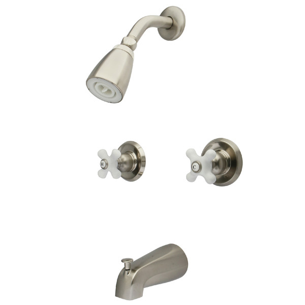 Kingston Brass KB248PX Tub & Shower Faucet Porcelain Cross Handles KB248PX