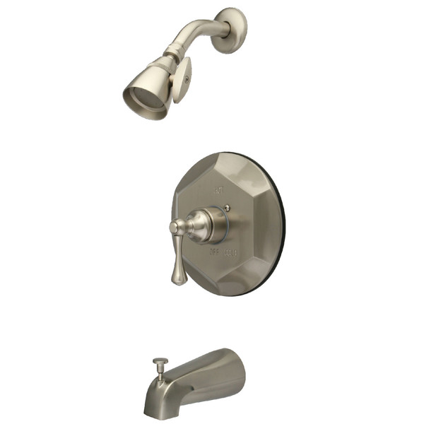 Kingston Brass Tub and Shower Faucet, Brushed Nickel, Wall Mount KB4638BL