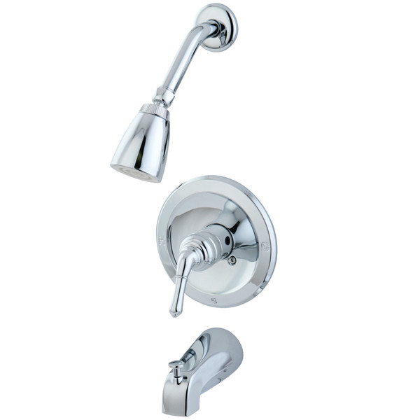 Kingston Brass Tub and Shower Faucet, Polished Chrome, Wall Mount KB531NML