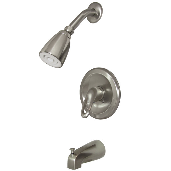 Kingston Brass Tub and Shower Faucet, Brushed Nickel, Wall Mount KB538LP