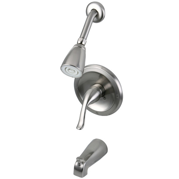 Kingston Brass Tub and Shower Faucet, Brushed Nickel, Wall Mount KB5538YL