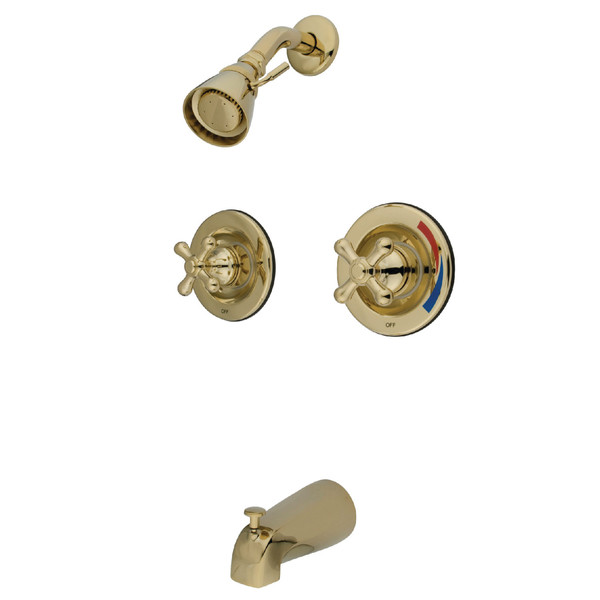 Kingston Brass Tub and Shower Faucet, Polished Brass, Wall Mount KB662AX