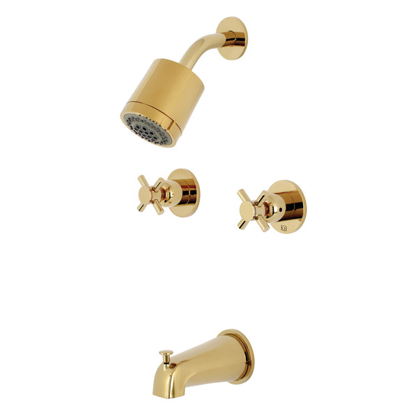 Kingston Brass Tub and Shower Faucet, Polished Brass, Wall Mount KBX8142DX