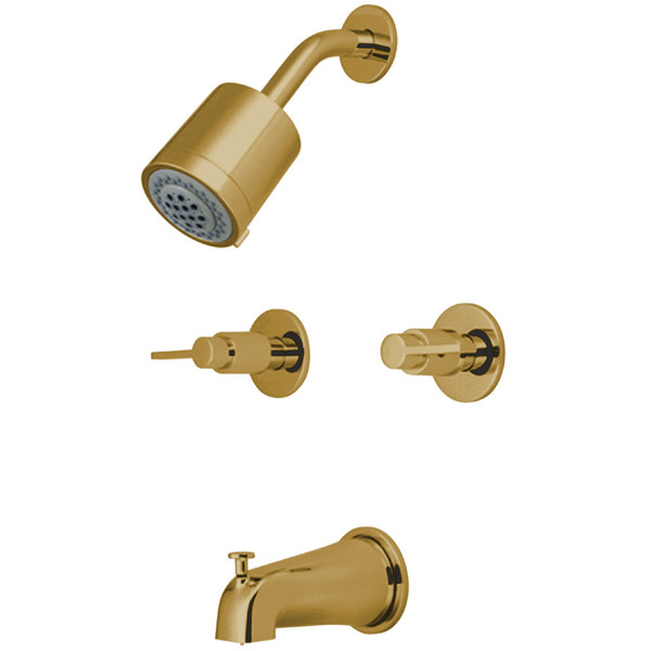 Kingston Brass Tub and Shower Faucet, Polished Brass, Wall Mount KBX8142NDL
