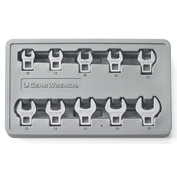 Kd Tools 3/8" Drive Metric Crowfoot Wrench Set, 3/8"Dr, 10PCS, Metric, Open End, Full Polish Chrome 81909