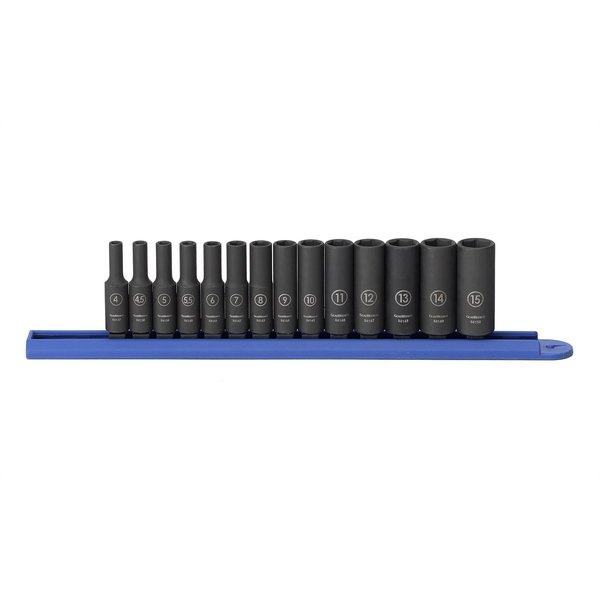 Kd Tools 1/4" Drive Deep Impact Socket Set, Metric, 14 pcs 84909