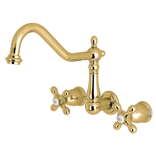 Kingston Brass Roman Tub Faucet, Polished Brass, Wall Mount KS1022AX