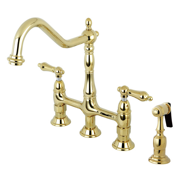 Heritage Manual, 8" Mount, 4 Hole KS1272ALBS 8" Kitchen Faucet, w/Brass KS1272ALBS