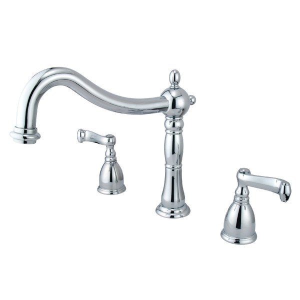 Kingston Brass Roman Tub Faucet, Polished Chrome, Deck Mount KS1341FL