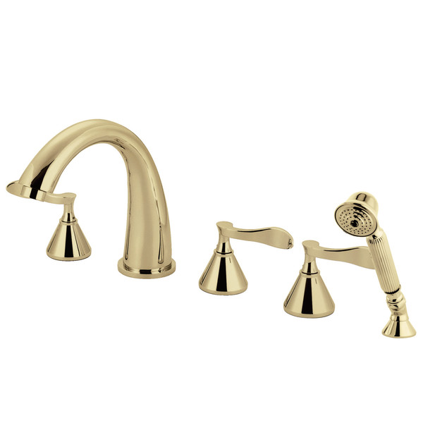 Kingston Brass Roman Tub Faucet, Polished Brass, Deck Mount KS23625CFL