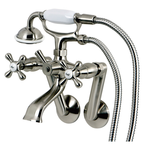 Kingston Brass Wall-Mount Clawfoot Tub Faucet, Brushed Nickel, Tub Wall Mount KS269SN