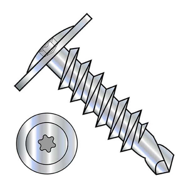 Zoro Select Self-Drilling Screw, #10-16 x 3/4 in, Zinc Plated Steel Truss Head Torx Drive, 5000 PK 1012KTM